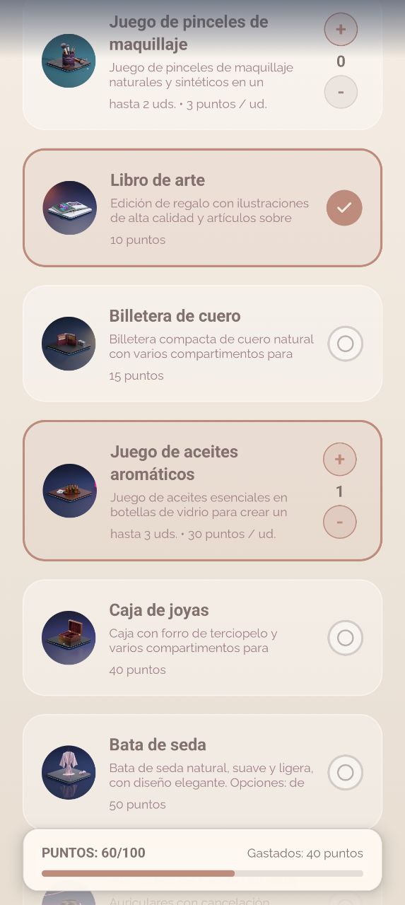 Pantalla de selección completada en Giftopus